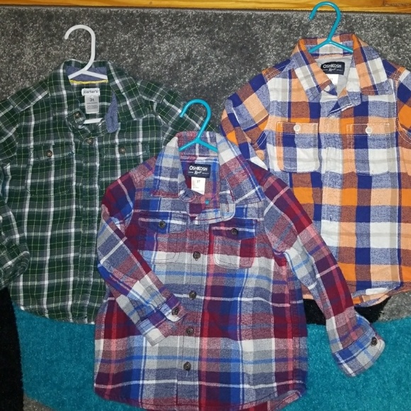 OshKosh B'gosh Other - 3t Boys flannel plaid button down shirt lot